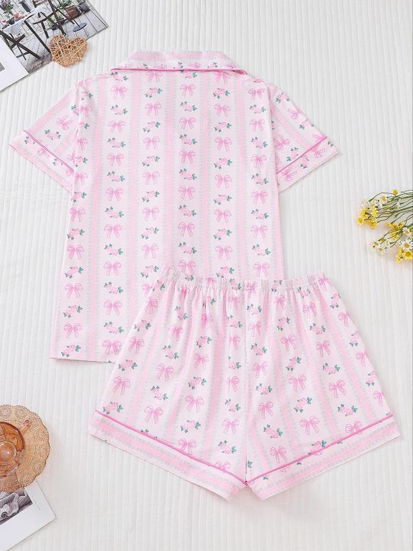 DivaElla™- Two Piece Bow Print PJ Set