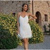 V-neck Feather Stitching Dress